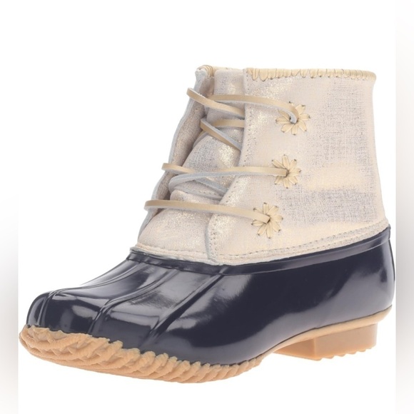 Jack Rogers Womens Chloe Classic Metallic Gold Navy Fleece Lined Duck Boot Sz 11 - Picture 11 of 11